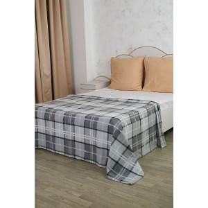 Плед флисовый "Клетка" 059465 серый