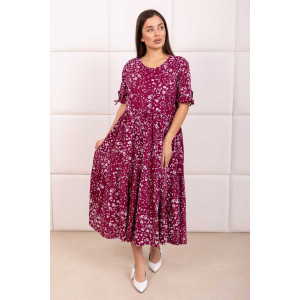 Платье женское 1872/20 кулирка (р-ры: 48-62) бордовый-белый