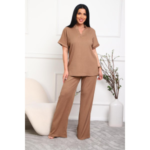 Костюм двойка женский 01079 жатка (р-ры: 46-56) темно-бежевый