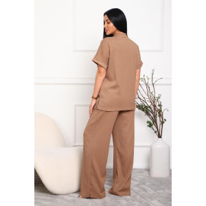 Костюм двойка женский 01079 жатка (р-ры: 46-56) темно-бежевый