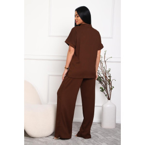 Костюм двойка женский 01079 жатка (р-ры: 46-56) коричневый