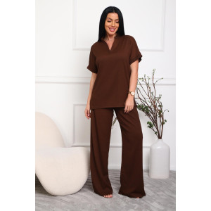 Костюм двойка женский 01079 жатка (р-ры: 46-56) коричневый