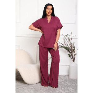 Костюм двойка женский 01079 жатка (р-ры: 46-56) вишня