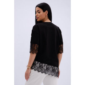 Футболка женская "Жизель 2" кулирка с лайкрой (р-ры: 46-60) черный