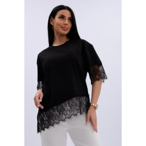 Футболка женская "Жизель 2" кулирка с лайкрой (р-ры: 46-60) черный