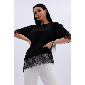 Футболка женская "Жизель 2" кулирка с лайкрой (р-ры: 46-60) черный