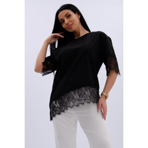 Футболка женская "Жизель 2" кулирка с лайкрой (р-ры: 46-60) черный