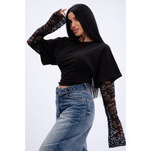 Лонгслив женский "Жанна" кулирка с лайкрой (р-ры: 42-56) черный