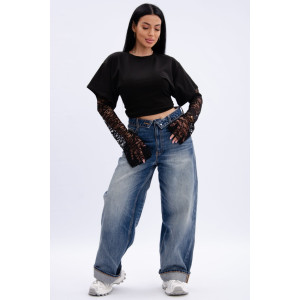 Лонгслив женский "Жанна" кулирка с лайкрой (р-ры: 42-56) черный