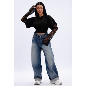 Лонгслив женский "Жанна" кулирка с лайкрой (р-ры: 42-56) черный