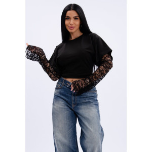 Лонгслив женский "Жанна" кулирка с лайкрой (р-ры: 42-56) черный