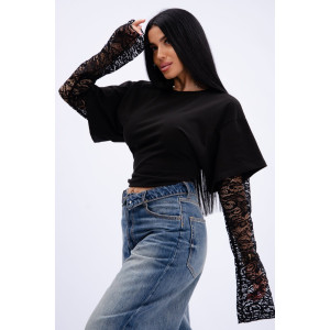 Лонгслив женский "Жанна" кулирка с лайкрой (р-ры: 42-56) черный