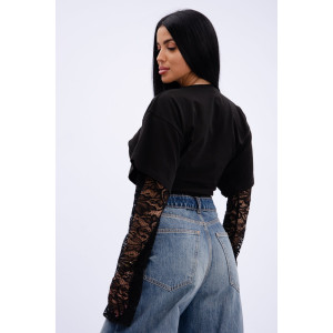 Лонгслив женский "Жанна" кулирка с лайкрой (р-ры: 42-56) черный