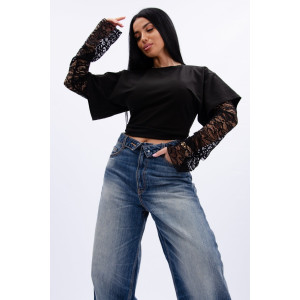 Лонгслив женский "Жанна" кулирка с лайкрой (р-ры: 42-56) черный