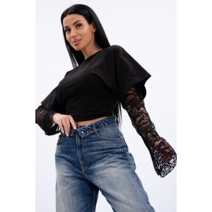 Лонгслив женский "Жанна" кулирка с лайкрой (р-ры: 42-56) черный