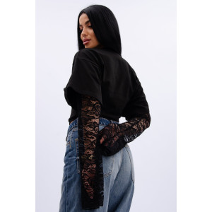 Лонгслив женский "Жанна" кулирка с лайкрой (р-ры: 42-56) черный