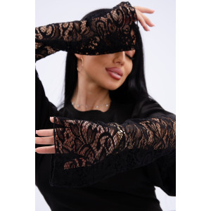 Лонгслив женский "Жанна" кулирка с лайкрой (р-ры: 42-56) черный