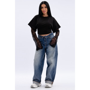 Лонгслив женский "Жанна" кулирка с лайкрой (р-ры: 42-56) черный