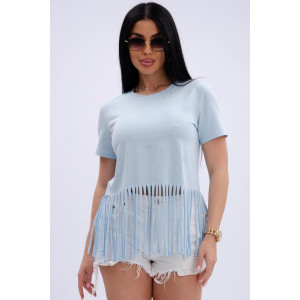 Футболка женская "Карибы 3" кулирка с лайкрой (р-ры: 46-60) голубой