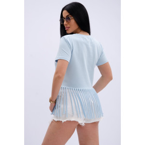 Футболка женская "Карибы 3" кулирка с лайкрой (р-ры: 46-60) голубой