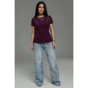 Футболка женская "Мода" кулирка с лайкрой пенье фирча (р-ры: 44-54) сливовый