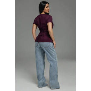 Футболка женская "Мода" кулирка с лайкрой пенье фирча (р-ры: 44-54) сливовый