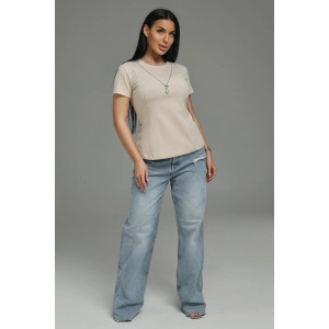 Футболка женская "Мода" кулирка с лайкрой пенье фирча (р-ры: 44-54) бежевый