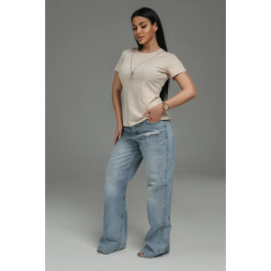 Футболка женская "Мода" кулирка с лайкрой пенье фирча (р-ры: 44-54) бежевый