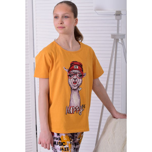 Пижама подростковая 12116 кулирка (р-ры: 36-46) горчица