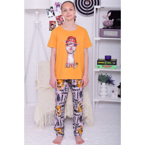 Пижама подростковая 12116 кулирка (р-ры: 36-46) горчица