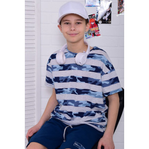 Костюм двойка подростковый 11073 футер 2-х нитка + кулирка (р-ры: 36-48) синий