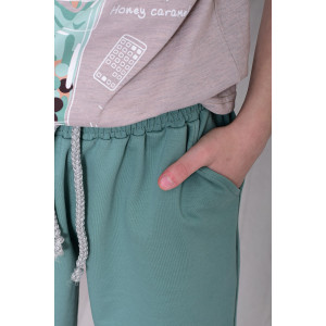 Костюм двойка подростковый 11074 футер 2-х нитка + кулирка (р-ры: 36-48) ментол