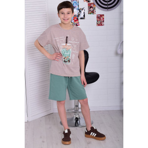 Костюм двойка подростковый 11074 футер 2-х нитка + кулирка (р-ры: 36-48) ментол