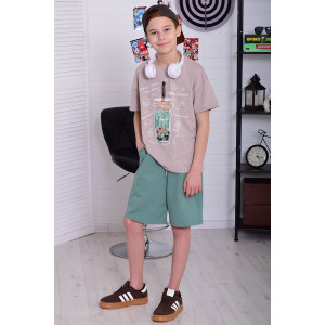 Костюм двойка подростковый 11074 футер 2-х нитка + кулирка (р-ры: 36-48) ментол