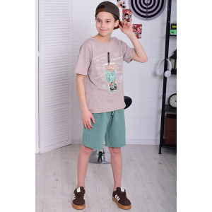 Костюм двойка подростковый 11074 футер 2-х нитка + кулирка (р-ры: 36-48) ментол