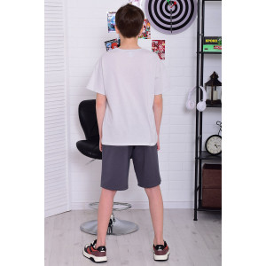 Костюм двойка подростковый 11075 футер 2-х нитка + кулирка (р-ры: 36-48) серый