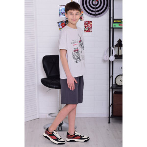 Костюм двойка подростковый 11075 футер 2-х нитка + кулирка (р-ры: 36-48) серый