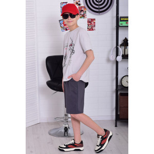 Костюм двойка подростковый 11075 футер 2-х нитка + кулирка (р-ры: 36-48) серый