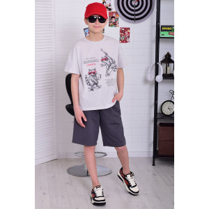 Костюм двойка подростковый 11075 футер 2-х нитка + кулирка (р-ры: 36-48) серый