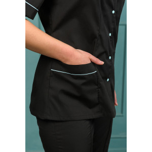 Костюм медицинский женский М-119-124(2) тиси (последний размер) черный с голубым 58