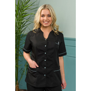 Костюм медицинский женский М-119-124(2) тиси (последний размер) черный с голубым 58