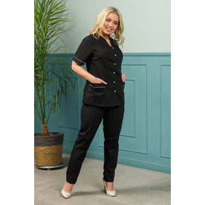 Костюм медицинский женский М-119-124(2) тиси (последний размер) черный с голубым 58