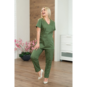 Костюм медицинский женский М-186-0316 тиси (последний размер) серо-зеленый 56