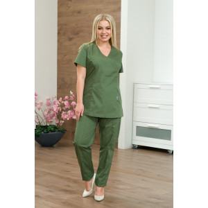 Костюм медицинский женский М-186-0316 тиси (последний размер) серо-зеленый 56