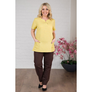 Костюм медицинский женский М-181-84/27 полулён (последний размер) лайм-шоколад 46