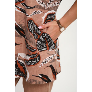 Костюм двойка женский №269 кулирка (р-ры: 50-60) бежевый-коричневый