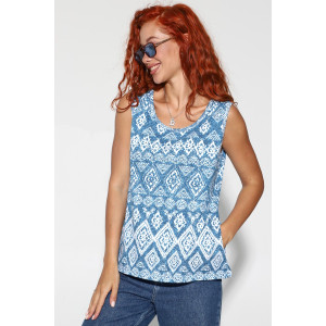 Майка женская №2143/6 кулирка (р-ры: 48-62) белый-джинса