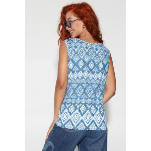 Майка женская №2143/6 кулирка (р-ры: 48-62) белый-джинса