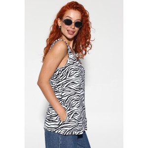Майка женская №2143/5 кулирка (р-ры: 48-62) черно-белая зебра