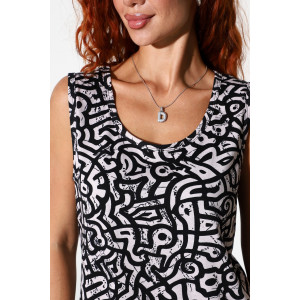 Майка женская №2143/4 кулирка (р-ры: 48-62) черно-белая абстракция